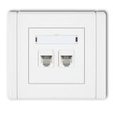FLEXI Gniazdo telefoniczne podwójne 2xRJ11, 4-stykowe, beznarzędziowe biały