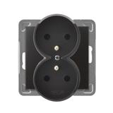 IMPRESJA Gniazdo podwójne z uziemieniem moduł bez ramki - kolor antracyt GP-2YRAZ/m/50