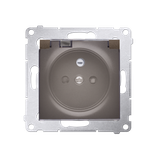 Simon 54 Gniazdo IP44 bez uszczelki 16A z. śrub. klapka transp. brąz mat *Wymagana uszczelka ramki
