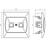 AKCENT Gniazdo komputerowe podwójne, kat. 5e MMC - kolor biały