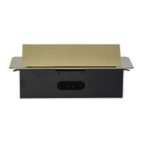 Gniazdo meblowe wpuszczane w blat z płaskim frezowanym rantem i ładowarką USB 2x2P+Z 2xUSB mosiąd OR