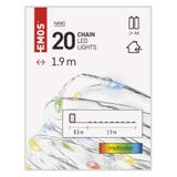 Lampki świąteczne XMAS nano TIMER 1W 20LED 1,9m IP20 multikolor D3AM04 EMOS