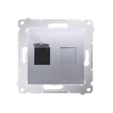 Simon 54 Gniazdo komputerowe pojedyncze RJ45 kategoria 6 z przesłoną przeciwkurzową srebrny mat