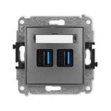 MINI Mechanizm gniazda podwójnego 2xUSB A-A 3.0 grafitowy