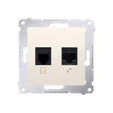 Simon 54 Gniazdo komputerowe RJ45 kategoria 5e+telefoniczne RJ12 kremowy