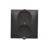 Simon 54 Gniazdo Schuko z przesłonami podwójne 16A z. śrub. brąz mat