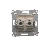 Simon 54 Gniazdo komputerowe podwójne RJ45 kategoria 6 ekranowane z przesłoną przeciwkurzową kremowy