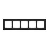 DECO Ramka uniwersalna pięciokrotna - aluminium szczotkowane (ramka: czarna; spód: grafitowy) czarny