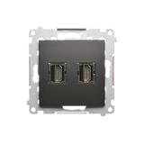 Simon 54 Gniazdo HDMI podwójne czarny