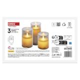 Świece świąteczne woskowe w szkle 100 LED 3 szt 6x AA ciepła biel IP20 timer DCCW05 EMOS
