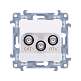 Simon 10 Gniazdo antenowe satelitarne podwójne SAT-SAT-RTV 1x wejście: 5 MHz-24 GHz biały CASK2F.01/11 KONTAKT