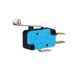 Mikroprzełącznik, zestyk przełączny 1NO+1NC, długa dźwignia z rolką z tworzywa