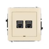 DECO Mechanizm gniazda komputerowego podwójnego 2xRJ45, kat. 8, ekranowany, 8-stykowy, bez pola opis