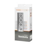 Gniazdo meblowe kuchenne montowane na rzepy 4x2P+Z schuko INOX z przewodem 1,5m. FS-2(GS) ORNO