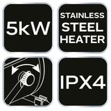 Nagrzewnica elektryczna 5kW przemysł, regulacja ustawienia, IPX4