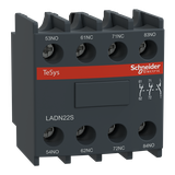 Blok styków pomocniczych wyprzedzających LC1 2NO 2NC zaciski skrzynkowe, czerwone do obwodów bezpiec