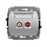 TREND Mechanizm gniazda podwójnego RCA (typu cinch - biały i czerwony, pozłacany) srebrny metalik