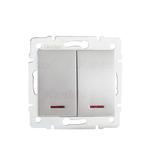 LOGI Łącznik dwugrupowy świecznikowy z LED śrubowy 10AX 250V srebrny 021120143 25198 KANLUX