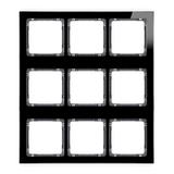 DECO Ramka modułowa 9 krotna (3 poziom, 3 pion) - efekt szkła (ramka czarna; spód grafitowy)