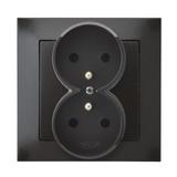 IMPRESJA Gniazdo podwójne z uziemieniem kompletne z ramką - kolor antracyt