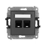 ICON Mechanizm gniazda komputerowego podwójnego 2xRJ45, kat. 5e, 8-stykowy grafitowy mat