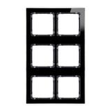DECO Ramka modułowa 6 krotna (2 poziom, 3 pion) - efekt szkła (ramka czarna; spód czarny)
