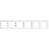 Asfora, ramka 6-krotna, pozioma, biały