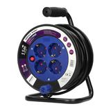 Przedłużacz bębnowy MINI 4 gniazda (Schuko) metalowy stojak polwinit H05VV-F 3x1mm2 - 15m OR-AE-1317