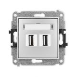 ICON Gniazdo podwójne 2xUSB A-A 2.0 srebrny metalik 7IGUSB-2 KARLIK