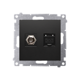 Simon 54 Gniazdo antenowe typu F+RJ45 kat.6 czarny