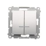 Simon 54 Łącznik świecznikowy z podświetleniem LED i do wersji IP44 10A 250V szybkozłączka srebrny mat *Posiada wkładkę DU1W DW5BL.01/43 KONTAKT