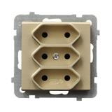 SONATA Gniazdo potrójne EURO - kolor szampański złoty