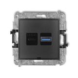 MINI Ładowarka USB podwójna USB C + USB A, 20W max., bez pola opisowego grafitowy 11MCUSBBO-8 KARLIK