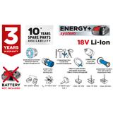 Młotowiertarka akumulatorowa bezszczotkowa Energy+ 18V, Li-Ion, udar 2.2J, bez akumulatora
