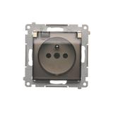 Simon 54 Gniazdo IP44 bez uszczelki16A z. śrub. klapka transp. złoty mat *Wymagana uszczelka ramki