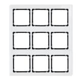 DECO Ramka modułowa 9 krotna (3 poziom, 3 pion) - efekt szkła (ramka biała; spód czarny)
