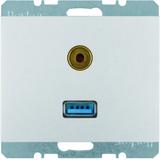 BERKER K.5 Gniazdo USB/3.5mm audio aluminium 3315397003 HAGER