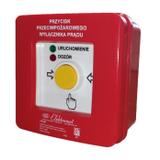 Przycisk przeciwpożarowego wyłącznika prądu PPWP-1 B/4 2 tory prądowe 12A NC-NO, natynkowy, przycisk