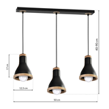 MILAGRO Lampa wisząca HOLLY BLACK / WOOD 3xE27 60W