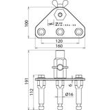 Płyta przyłączenia uziemienia z gniazdem, 3 punktami mocowania z tuleją fi 16 mm