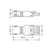 gniazdo 5-biegunowe z obudową odciążającą przewody