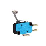 Mikroprzełącznik, zestyk przełączny 1NO+1NC, dźwignia podgięta z rolką z tworzywa