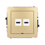 DECO Mechanizm gniazda podwójnego 2xUSB C-C, bez pola opisowego złoty