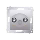 Simon 54 Gniazdo TV-DATA. Dwa porty wyjściowe typu ''F'' . Częstotliwość dla wejścia 5-1000 MHz srebrny mat DAD1.01/43 KONTAKT