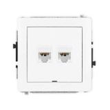 DECO Mechanizm gniazda komputerowego podwójnego 2xRJ45, kat. 6A, 8-stykowy, bez pola opisowego biały