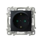 SZAFIR Gniazdo pojedyncze z uziemieniem schuko z przesłonami torów prądowych - kolor czarny metalik