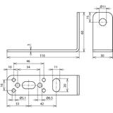 Element mocujący narożny z bolcem mocującym (nr kat. 106301), kąt 90 st., stal nierdzewna NIRO