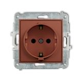 ICON Mechanizm gniazda pojedynczego z uziemieniem SCHUKO 2P+Z (przesłony torów prądowych) terakota