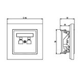 SONATA Gniazdo komputerowe podwójne, kat. 5e MMC - kolor czarny metalik