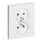 Gniazdo podwójne podtynkowe 2x2P+Z Malta, 16A, 250V, PT-6M, biały FMS-106/W ORNO